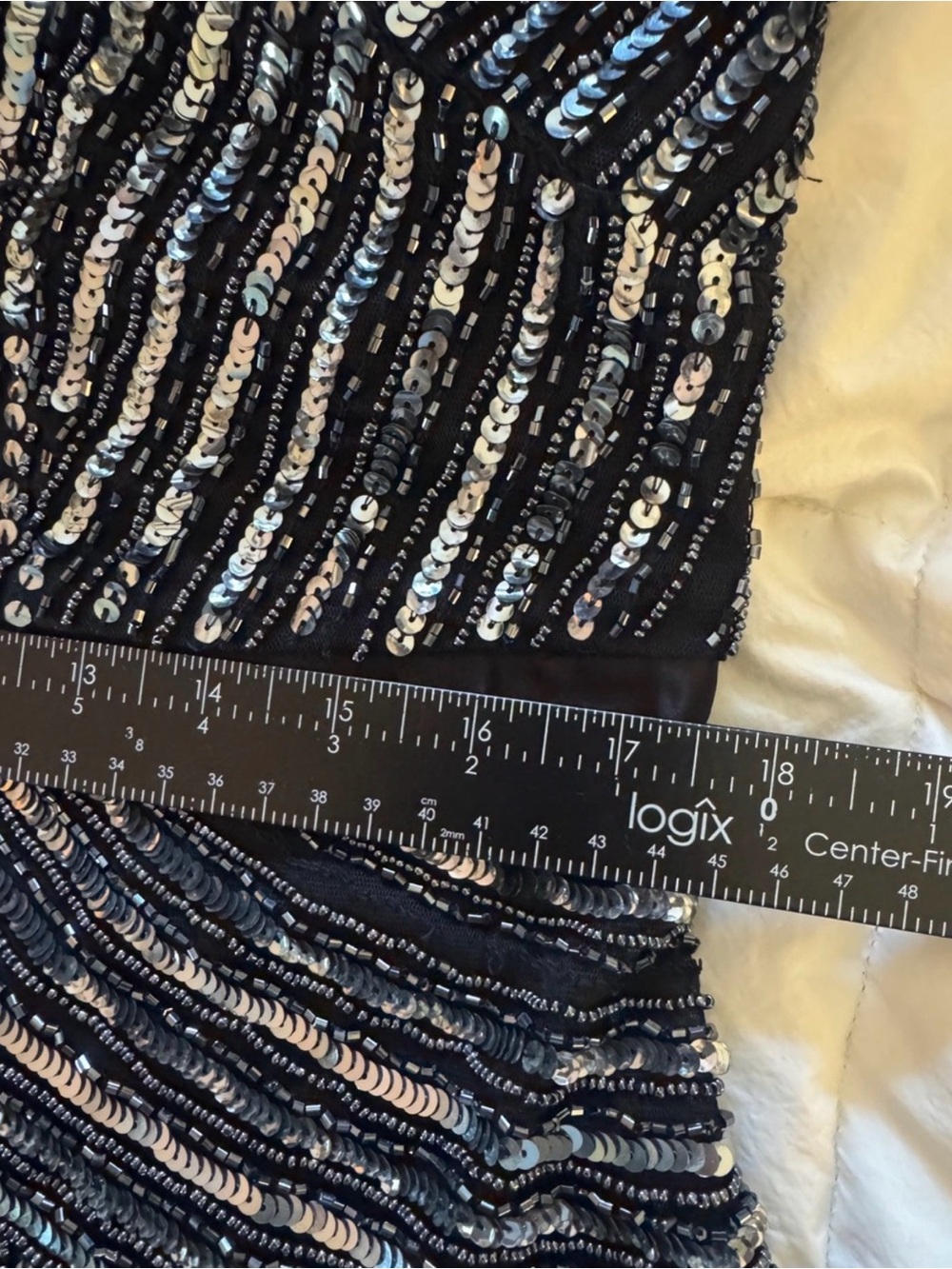 Adrianna Papell Gunmetal / Black Beaded V-Sparkling Sequin v Neck Evening Sz 16 - Picture 10 of 11